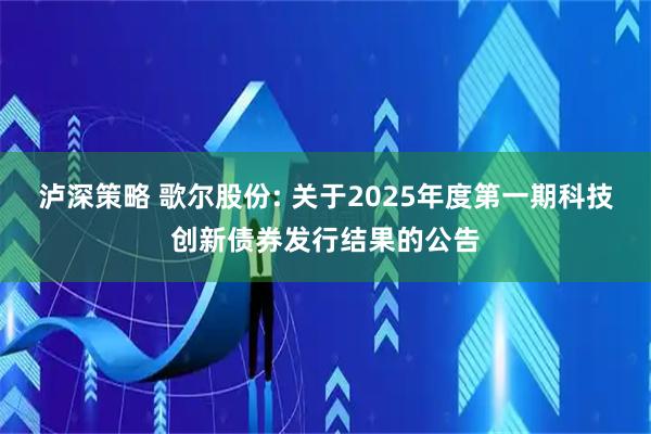 泸深策略 歌尔股份: 关于2025年度第一期科技创新债券发行结果的公告