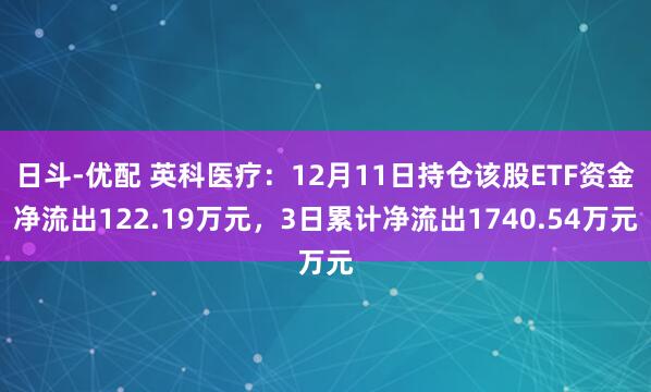 日斗-优配 英科医疗：12月11日持仓该股ETF资金净流出122.19万元，3日累计净流出1740.54万元